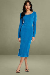Blue Slinky Jersey Form-fitting Dress