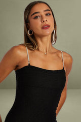 Black Textured Bodycon Dress