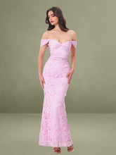 Dahlia Pink Floral Lace Mermaid Gown