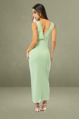 Green Sleeveless Mesh Bodycon Dress