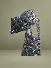 Weston Silver Sequin Off Shoulder Corset Dress