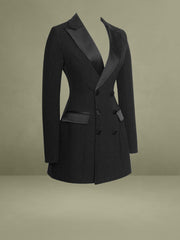 Calista Black Stretch Crepe Blazer Dress