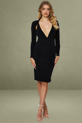 Black Bodycon Dress Long Sleeve Evening