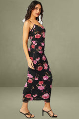 Black Floral Bodycon Dress Singlet Maxi