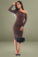 Brown Bodycon Dress Long Sleeve