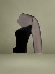 Paislee Black Velvet Mesh Long Sleeve Gown