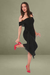 Black Bodycon Dress Off Shoulder Mesh