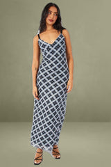 Multi Check Maxi Dress Sleeveless Bodycon Mess