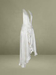 Floral Ivory Ruffled Halter Maxi Dress