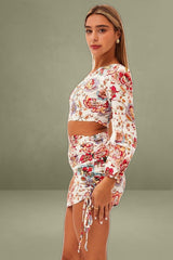 White Print One Shoulder Cutout Dress