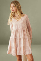 Print Long Sleeve Skater Dress