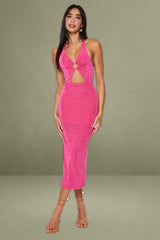 Pink Midi Dress Slinky Jersey