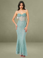 Janelle Green Sweetheart Mermaid Lace Maxi Dress