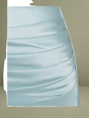 Elayna Pale Blue Strappy Satin Corset High Slit Gown