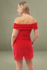 Red Bodycon Dress Off Shoulder Mini