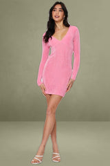 Pink Bodycon Dress Long Sleeve