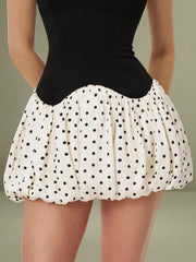 Dahliana Polka Dot Bubble Hem Corset Mini Dress
