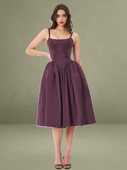 Oakleigh Blackberry Purple Cotton Lace-up Back Midi Dress