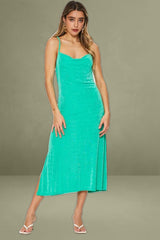 Green Midi Cowl Neck Dress