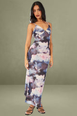 Multi Abstract Maxi Dress Sleeveless Bodycon Mess