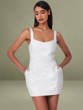 Tais Pearl Beaded Cocoon Shape Sleeveless Mini Dress