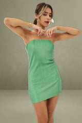 Green Plisse Dress Mini Bandeau