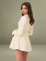 Obelia Off White Long Sleeve Polo Mini Dress