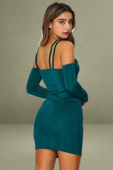 Green Bodycon Dress Long Sleeve Mini