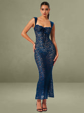 Veronica Teal Lace Maxi Dress