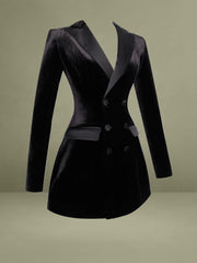 Calista Black Velvet Blazer Mini Dress