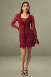 Red Mini Lace Bodycon Dress