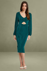 Green Slinky Jersey Cut Out Dress