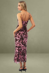 Multi-Floral Midi Bodycon Dress