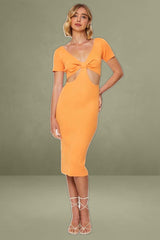 Orange Mini Halter Neck Dress
