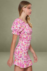 Print Mini Dress Short Sleeve