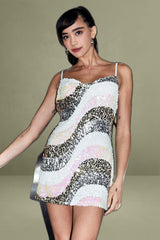Multi Colour Sequin Dress Mini Sleeveless Evening