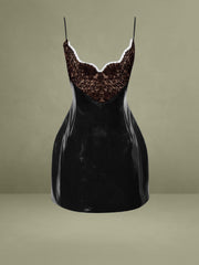 Shelby Black Vegan Leather with Lace Mini Dress