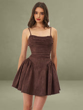Raisa Mahogany Vegan Suede Ruched Mini Dress