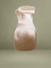 Paisley Pearl Trim Gold Sleeveless Mini Dress