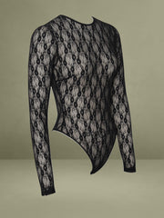 Black Lace Long Sleeve Bodysuit