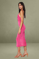 Pink Midi Dress Slinky Jersey