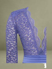 Giada Navy Lace Deep V Long Sleeve Maxi Dress