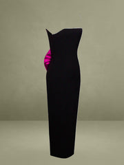 Flore Black Crystal Straps Backless Gown With Bow