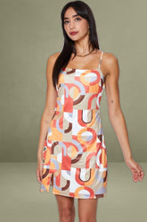 Print Mini Dress Satin