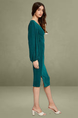 Green Slinky Jersey Cut Out Dress