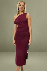 Red Bodycon Dress Twist Off Shoulder