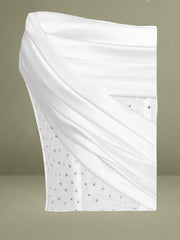 Holly White Crystallized Corset High Slit Satin Gown