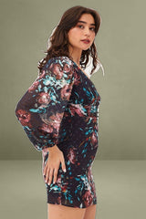 Print Mini Dress Long Sleeve Evening