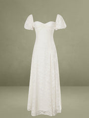 Pandora White Bubble Sleeve Backless Maxi Dress