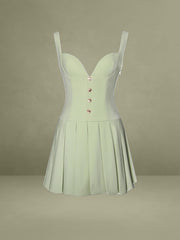 Tala Pistachio Green Sleeveless Pleated Preppy Mini Dress